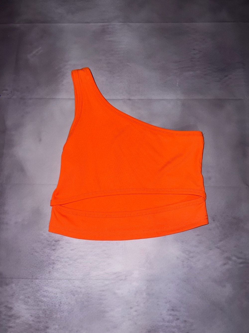SHEIN Ribbed One-Shoulder Crop Top in Neon Orange